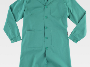 Camice medico lungo da donna – bianco/verde/celeste