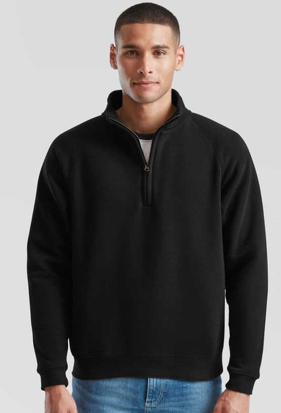 Premium Zip Neck Sweat - Fruit of the Loom